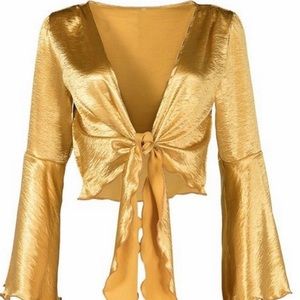 Gold bell sleeve tops